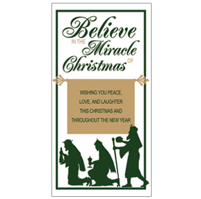 Christmas Card 4" x 8" Nativity Religious design business style with Envelope 