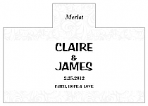 Personalized Paisley Rectangle Wine Wedding Label 4.25x3 
