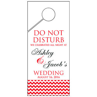 Personalized Red Bottom Chevron Wedding Door Hanger 4x9