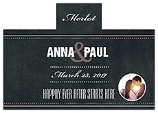 Personalized Romantic Photo Chalkboard Rectangle Wine Wedding Label 4.25x3