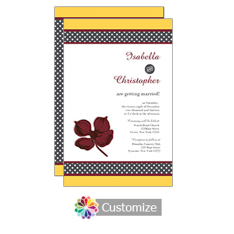 Cranberry Polka 5 x 7.875 Flat Card Wedding Invitation