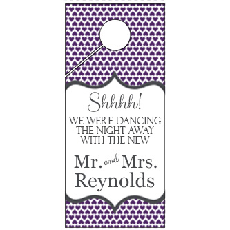 Purple Heart Pattern Wedding Door Hanger 4x9