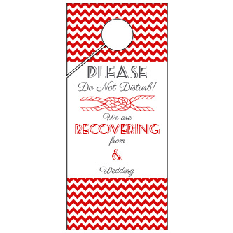 Red Chevron Wedding Door Hanger 4x9