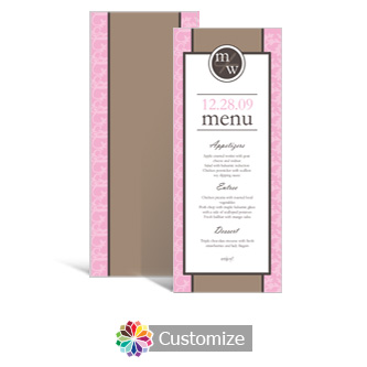 Rococo 3.625 x 8.875 Tea-Length Wedding Menu