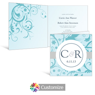 Serenity 6 x 6 Square Folded Wedding Invitation