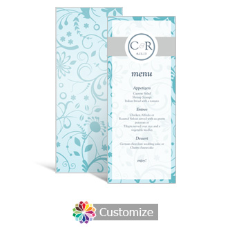 Serenity 3.625 x 8.875 Tea-Length Wedding Menu