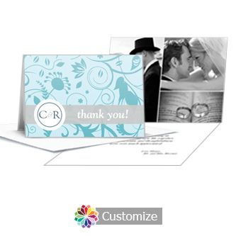Serenity Wedding Thank You Card With Photo and Custom Greeting