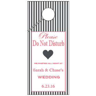 Personalize Black Yellow Stripes Wedding Door Hanger 4x9