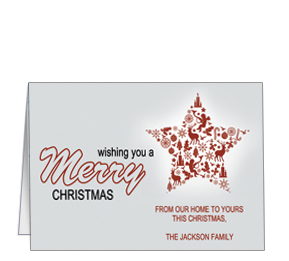 Holiday Card w-Envelope  7.875 x 5.50  Stars  From Home To Home Stars Business design