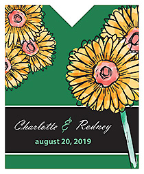 Summer Floral Trio Wine Wedding Label 3.25x4