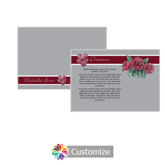 Floral Sweet Botanical Rose 5 x 3.5 Directions Enclosure Card