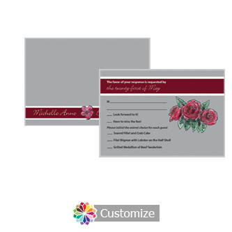 Floral Sweet Botanical Rose 5 x 3.5 RSVP Enclosure Card - Dinner Choice
