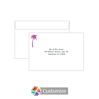 Custom Printing on Wedding Caribbean Beach Response Card Envelopes