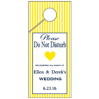 Yellow Stripes Wedding Door Hanger 4x9