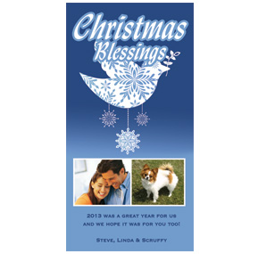 Christmas Card w-Envelope 4" x 8" Snow Dove family style