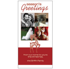 Red Elegant Reindeer Card 4" x 8"