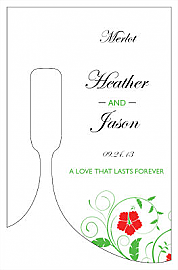 Flowers Small Bottoms Up Rectangle Wine Wedding Label