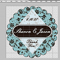 Floral Scalloped Circle Wedding Labels