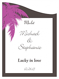 Caribbean Beach Large Curved Rectangle Wine Wedding Label 3.625x5