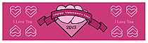 Heart Banner Valentine Water bottle Labels 7x1.875