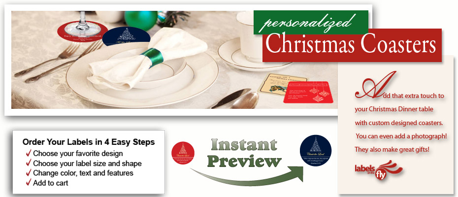 Personalized Christmas Coasters, Photo Coasters, Custom Coasters