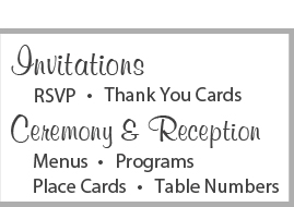 Personalized Wedding Invitations, RCVP, note cards, place cards